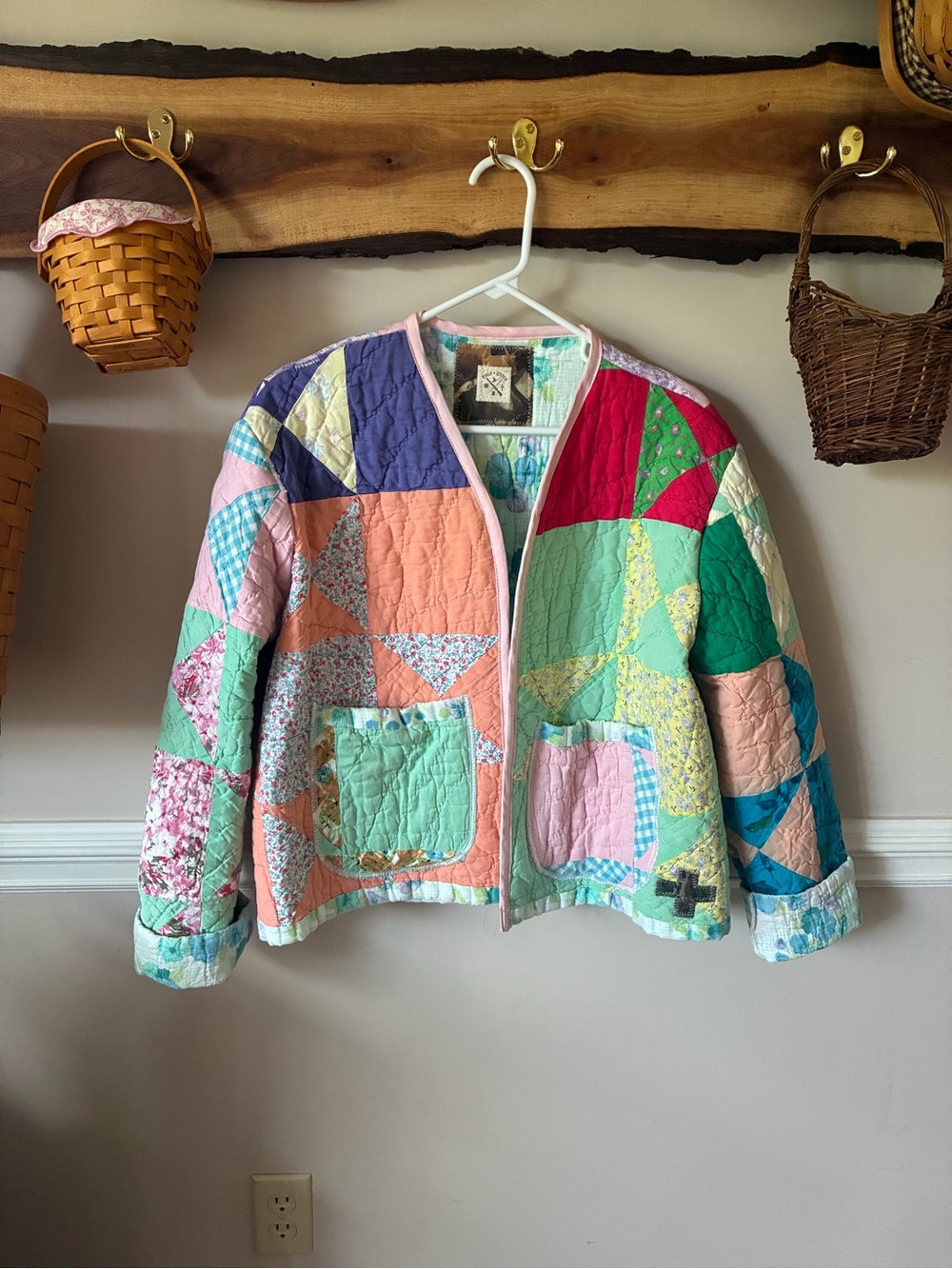 Field + Stitch Handmade Patchwork Vintage Giant Ohio Star Quilt Jacket M